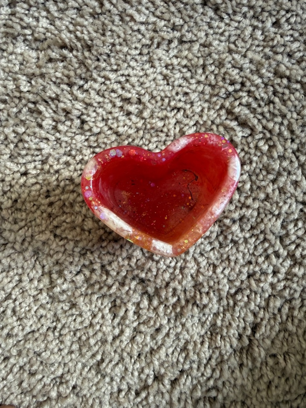 Handcrafted Red Heart Resin Trinket Cup
